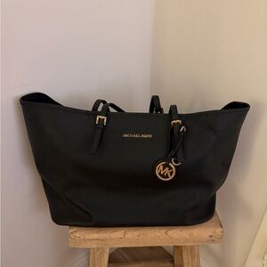 Michael Kors Black Tote with Gold MK Charm
